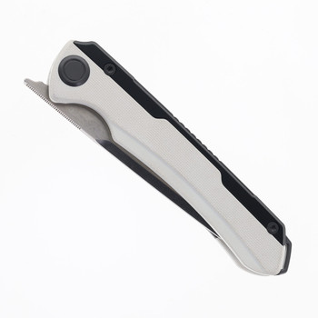 (No Box) Maxace Kestrel Folding Knife Black Aluminum and white G10 Handle M398 Blade MM42-1-A