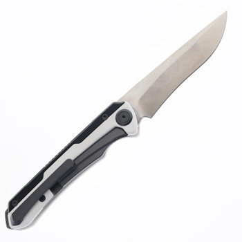 (No Box) Maxace Kestrel Folding Knife Black Aluminum and white G10 Handle M398 Blade MM42-1-A