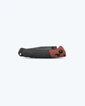 Benchmade Crooked River Axis Lock Folding Knife Black Canvas Micarta Handles Burnt Copper Aluminum Bolsters Black Stonewashed CPM MagnaCut Clip Point Blade 15080BK-04