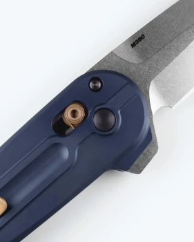 Benchmade Lowden Axis Flipper Folding Knife Crater Blue Aluminum Handle Spear Point M390 Satin Blade 491