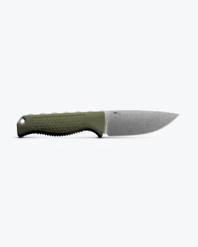 Benchmade Steep Country Fixed Blade Knife Olive Green Santoprene Handle Drop Point CPM S30V Stonewashed Blade 15006-01