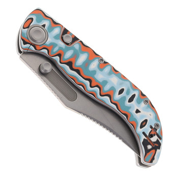 (Cracked Scales) Vosteed Naga Folding Knife Canyon Current Bamboo Micarta Handle S35VN Clip Point Plain Edge Stonewash Finish A3908