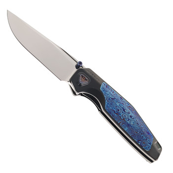 Ketuo Morgan Folding Knife Titanium/Blue/Red Timascus Handle S45VN Plain Edge Mirror Polished Finish Morgan MP