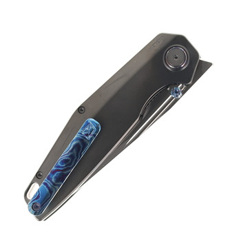 Ketuo Morgan Folding Knife Titanium/Blue/Red Timascus Handle S45VN Plain Edge Mirror Polished Finish Morgan MP