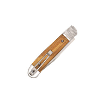 CobraTec Trapper Hidden Release SIde Opening Automatic Knife Olivewood Handle Satin D2 Blade CTTHROLW