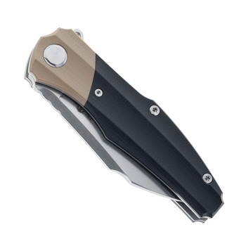 TwoSun Flipper Folding Knife Black G10 Handle Stonewash D2 Blade TS50-G10