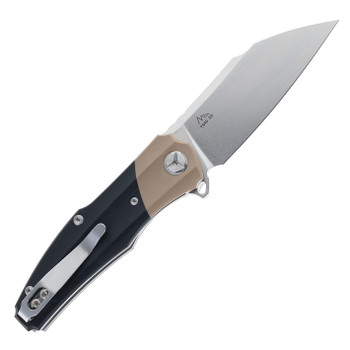TwoSun Flipper Folding Knife Black G10 Handle Stonewash D2 Blade TS50-G10