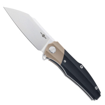 TwoSun Flipper Folding Knife Black G10 Handle Stonewash D2 Blade TS50-G10