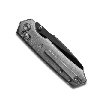 (Open Box) Miguron Vatso Folding Knife Silver Crystal Titanium Handle M390 Plain Black DLC/Satin Blade MGR631ABJSR