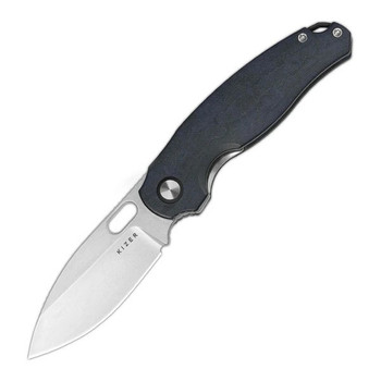 Open Box Kizer Seagull Folding Knife Blue Canyon Richlite Handle 14C28N Drop Point Plain Edge Stonewash Finish V3770A2
