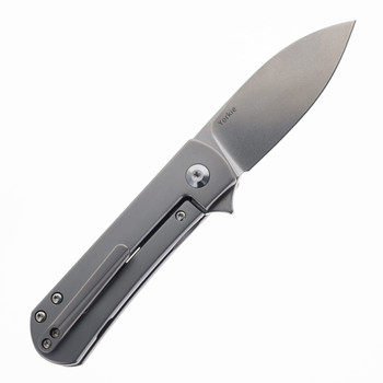 (No Box-Weak Detent) Kizer Yorkie Folding Knife Gray Titanium Handle 2.57" Stonewashed CPM-S35VN Blade Ki3525A1