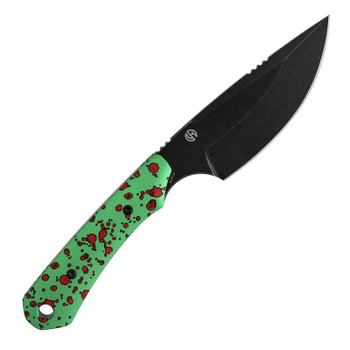 Kansept Flank Fixed Blade Knife Zombie Blood Print Aluminum Handle D2 Drop Point Plain Edge Blackwash Finish G006A7