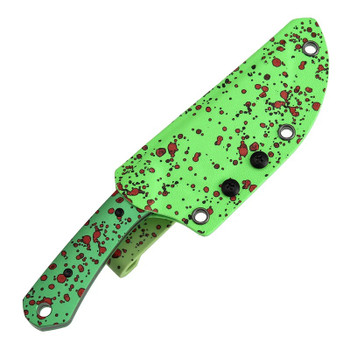 Kansept Flank Fixed Blade Knife Zombie Blood Print Aluminum Handle D2 Drop Point Plain Edge Blackwash Finish G006A7