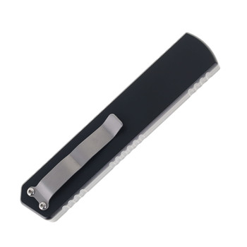 No Limit Knives OTF Automatic Knife Black Aluminum Handle 3.46" D2 Tanto Satin Blade
