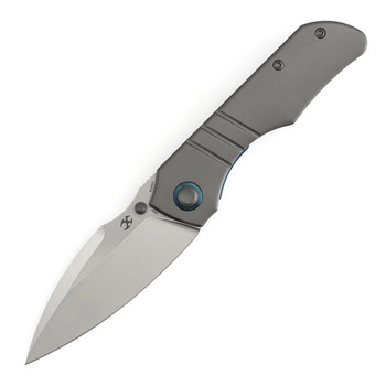 Kansept Mini Lanza Folding Knife Gray Stonewash Titanium Handle 20CV Drop Point Plain Edge Stonewash Finish K1116A1