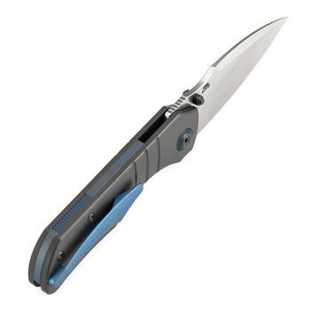 Kansept Mini Lanza Folding Knife Gray Stonewash Titanium Handle 20CV Drop Point Plain Edge Stonewash Finish K1116A1