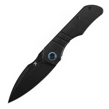 Kansept Mini Lanza Folding Knife Blackwash Titanium Handle 20CV Plain Edge Blackwash Finish Timascus Pocket Clip K1116A2