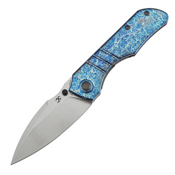 Kansept Mini Lanza Folding Knife Lightning Strike Titanium Handle 20CV Drop Point Plain Edge Stonewash Finish K1116A3