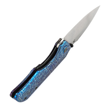 Kansept Mini Lanza Folding Knife Lightning Strike Titanium Handle 20CV Drop Point Plain Edge Stonewash Finish K1116A3