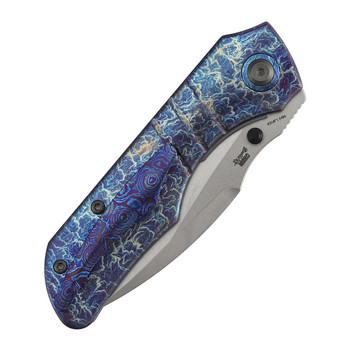 Kansept Mini Lanza Folding Knife Lightning Strike Titanium Handle 20CV Drop Point Plain Edge Stonewash Finish K1116A3