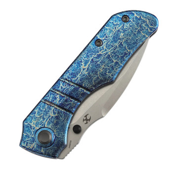 Kansept Mini Lanza Folding Knife Lightning Strike Titanium Handle 20CV Drop Point Plain Edge Stonewash Finish K1116A3