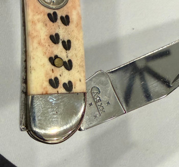 (From Collection) Case XX Medium Toothpick Pocket Knife Deer Track Smooth Bone Handle Tru-Sharp Stainless Blade 08157