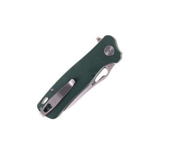 (No Box-Sharpened) Petrified Fish Bunta Folding Knife Green Micarta Handle D2 Plain Edge Satin Finish PF-868-GR