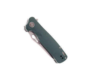 (No Box-Sharpened) Petrified Fish Bunta Folding Knife Green Micarta Handle D2 Plain Edge Satin Finish PF-868-GR