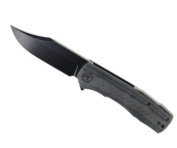 No Box Petrified Fish Victor Folding Knife Black Micarta Handle K110 Dark Sonewash Finish P03-DMW