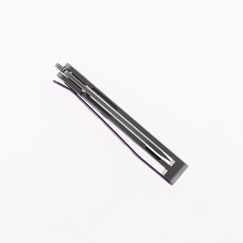 No Box - Petrified Fish Cash Money Clip Pocket Knife Purple Titanium Handle 14C28N Plain Edge Satin Finish PF-E09-PS