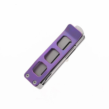 No Box - Petrified Fish Cash Money Clip Pocket Knife Purple Titanium Handle 14C28N Plain Edge Satin Finish PF-E09-PS