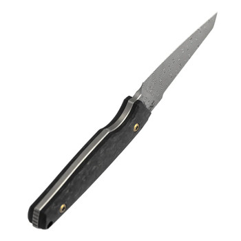Kansept Parr Fixed Blade Knife Shred Carbon Fiber Handle Damascus Drop Point Plain Edge G011A4
