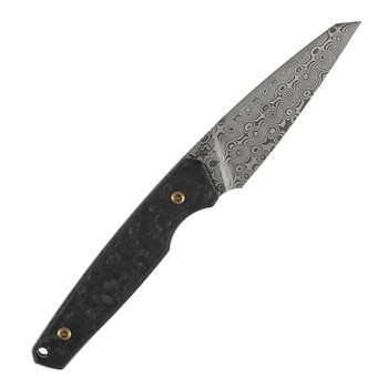 Kansept Parr Fixed Blade Knife Shred Carbon Fiber Handle Damascus Drop Point Plain Edge G011A4