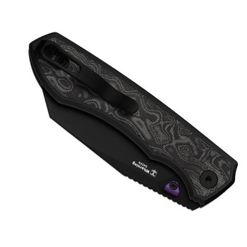 (Spec on Blade) Open Box/Returned Kizer Wharning Folding Knife Black/White Aluminum/Norplex UltreX Handle S45VN Sheepsfoot Plain Edge Black PVD Finish Ki3738A2