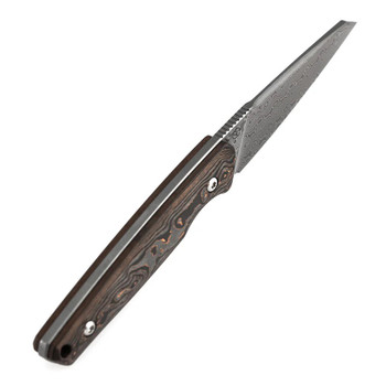 Kansept Parr Fixed Blade Knife Copper Carbon Fiber Handle Damascus Drop Point  Plain Edge G011A5