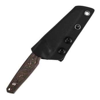 Kansept Parr Fixed Blade Knife Copper Carbon Fiber Handle Damascus Drop Point  Plain Edge G011A5