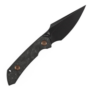 Kansept Fenrir Fixed Blade Knife Shred Carbon Fiber Handle D2 Wharncliffe Plain Edge Blackwash Finish G3034A1
