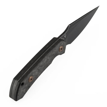 Kansept Fenrir Fixed Blade Knife Shred Carbon Fiber Handle D2 Wharncliffe Plain Edge Blackwash Finish G3034A1