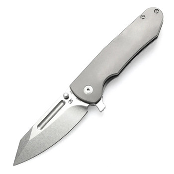 Kansept Superhawk Folding Knife Bead Blast Titanium Handle S35VN Plain Edge Stonewash Finish K1084A4