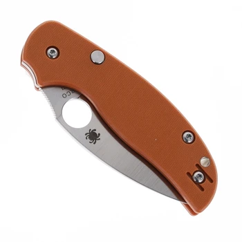 Spyderco Sage 6 Folding Knife Burnt Orange G-10 Handle CPM REX 121 Plain Satin Blade C123GPBOR