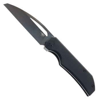 (Strong Detent) Open Box/Returned Bestech Mini Taipan Folding Knife Black Titanium Handle M-Cut Sheepsfoot Plain Edge Satin/Black DLC Finish BT2603E