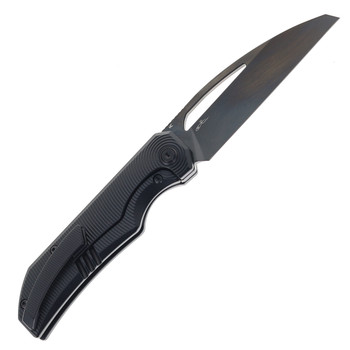 (Strong Detent) Open Box/Returned Bestech Mini Taipan Folding Knife Black Titanium Handle M-Cut Sheepsfoot Plain Edge Satin/Black DLC Finish BT2603E
