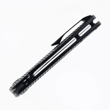 Kunwu Verta Geronimo Folding Knife Black Titanium Handle Vanax Plain Edge DLC Finish B718T-4