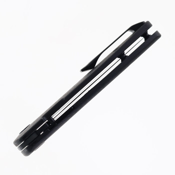 Kunwu Verta Geronimo Folding Knife Black Twill Weave Carbon Fiber Handle Vanax Plain Edge DLC Finish B718-CF1