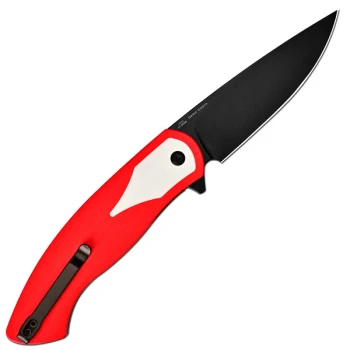 CJRB Rodayo Flipper & Liner Lock Folding Knife Red G10 Handle AR-RPM9 Steel Black PVD Coating Blade J1972-RWH