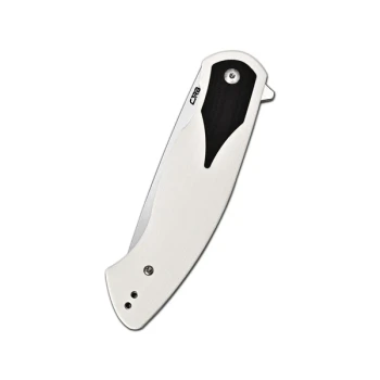 CJRB Rodayo Flipper & Liner Lock Folding Knife White G10 Handle Stonewash AR-RPM9 Steel Blade J1972-WBK