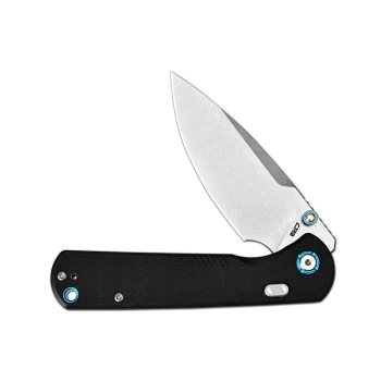 CJRB Latitude Thumb Stud & Top Liner Lock EDC Knife Black G10 Handle AR-RPM9 Steel Stonewash Blade J1975-BK
