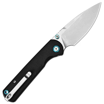 CJRB Latitude Thumb Stud & Top Liner Lock EDC Knife Black G10 Handle AR-RPM9 Steel Stonewash Blade J1975-BK