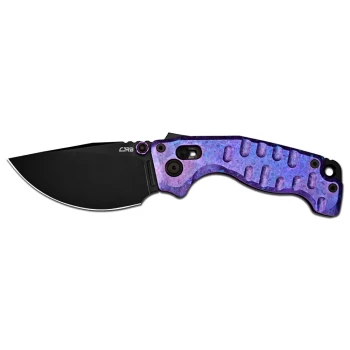 CJRB Doubletap Thumb Stud & Recoil Lock V2 Tatical Knife Crystal Titanium Handle CPM S35VN Steel Black PVD Coating Blade J1970-CPU
