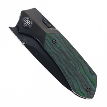 Remette RT-Meteor Folding Knife Titanium/Kelp Bed CamoCarbon Handle M390 Drop Point Plain Edge Wire Drawn DLC Finish RTPT-KBC